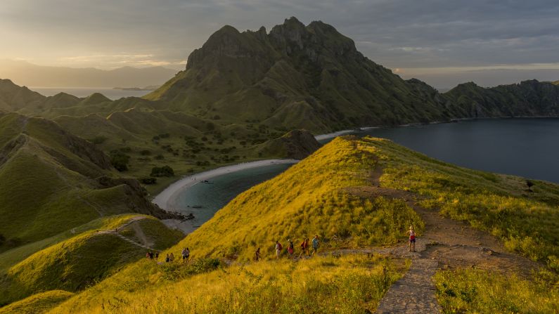 <strong>Padar Island: </strong>View from a hill on Padar Island, located between Komodo and Rinca islands within UNESCO-listed Komodo National Park. 