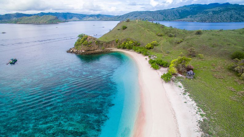 <strong>Pink beaches: </strong>Komodo National Park features several "pink" beaches, where scarlet coral fragments tint pale sands around the waterline, creating a natural rainbow of beige, pink and turquoise.