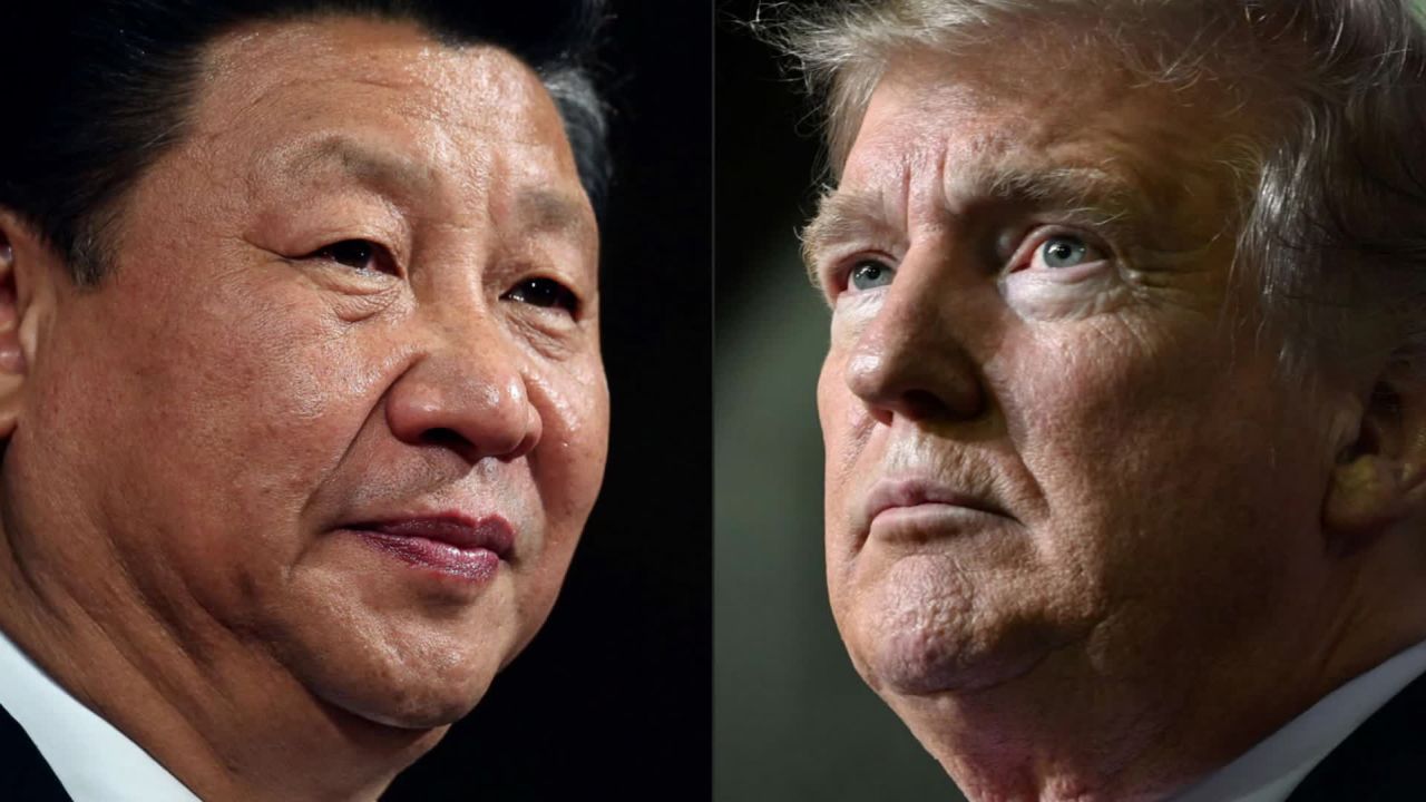 A split of Chinese President Xi Jinping and US President Donald Trump.