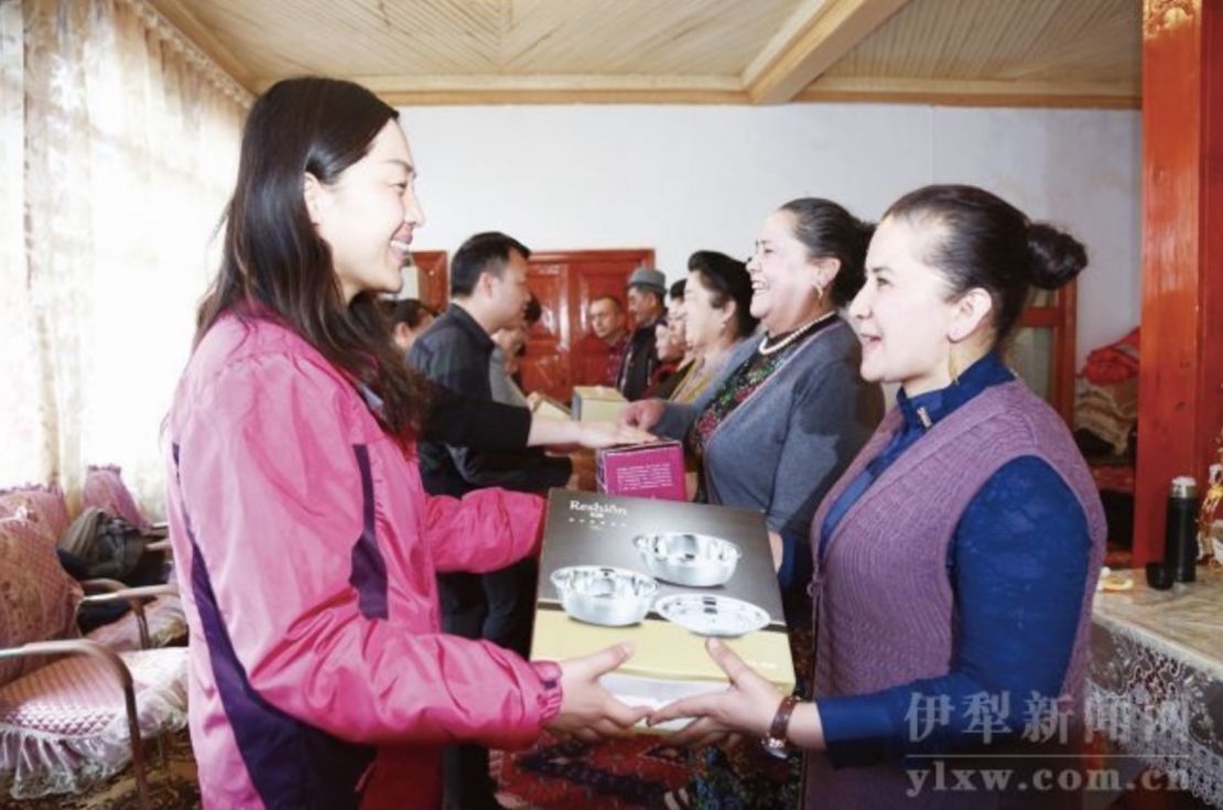 Nyrola Elima's mother (second in line on the right) pictured in a "propaganda" photograph. 