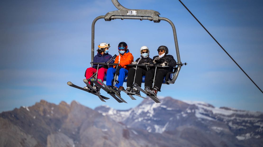 In Verbier, skiers are required to wear face masks on lifts.