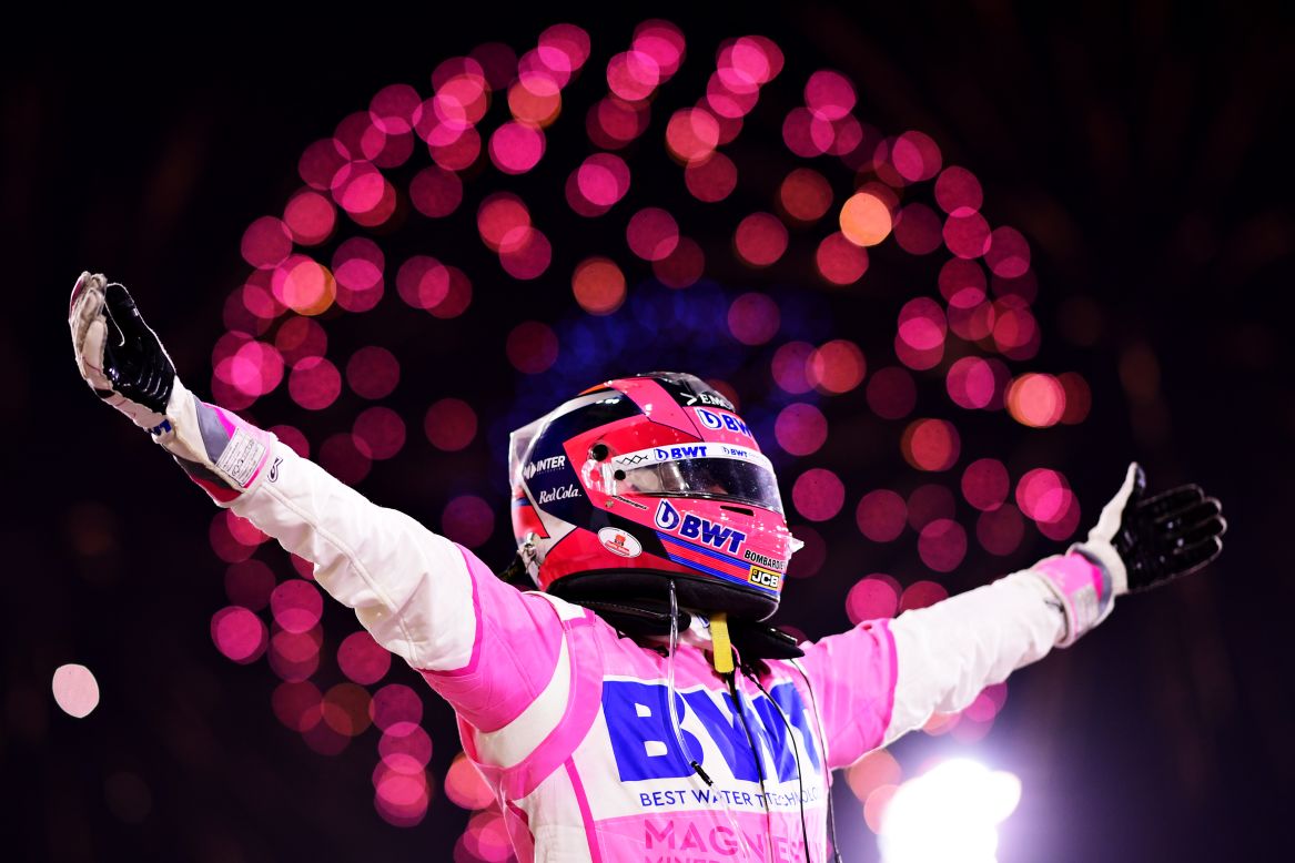 Formula One driver Sergio Perez celebrates after winning the Grand Prix event in Bahrain on Sunday, December 6. It was <a href="https://www.cnn.com/2020/12/06/motorsport/sergio-perez-sakhir-grand-prix-f1-spt-intl/index.html" target="_blank">the first F1 victory</a> for the 22-year-old Perez, and it came in his 190th start.