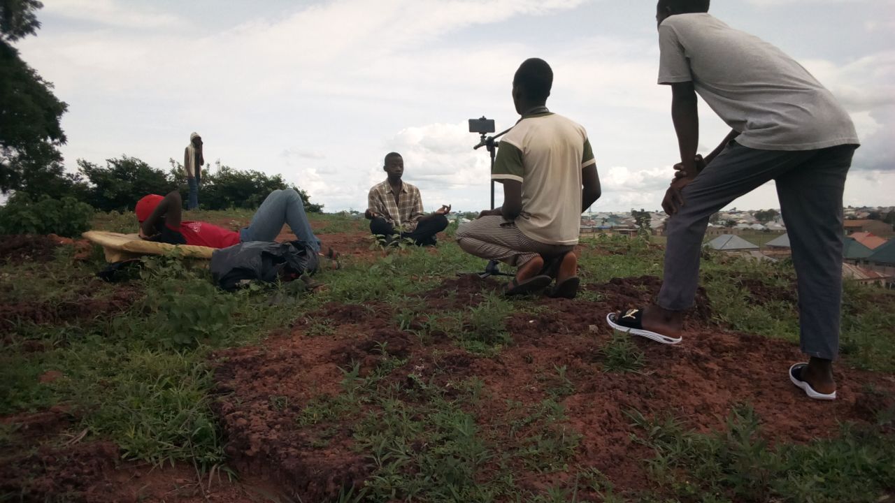 Behind-the-scenes photo from one of their films titled "Z the beginning," in Kaduna, Nigeria.