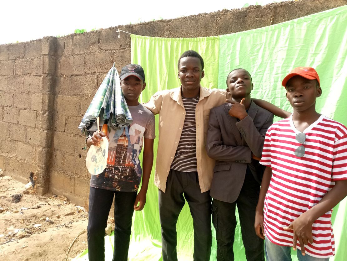 Members of The Critics posing on the set of one of their short films, "Chase," in Kaduna, Nigeria.