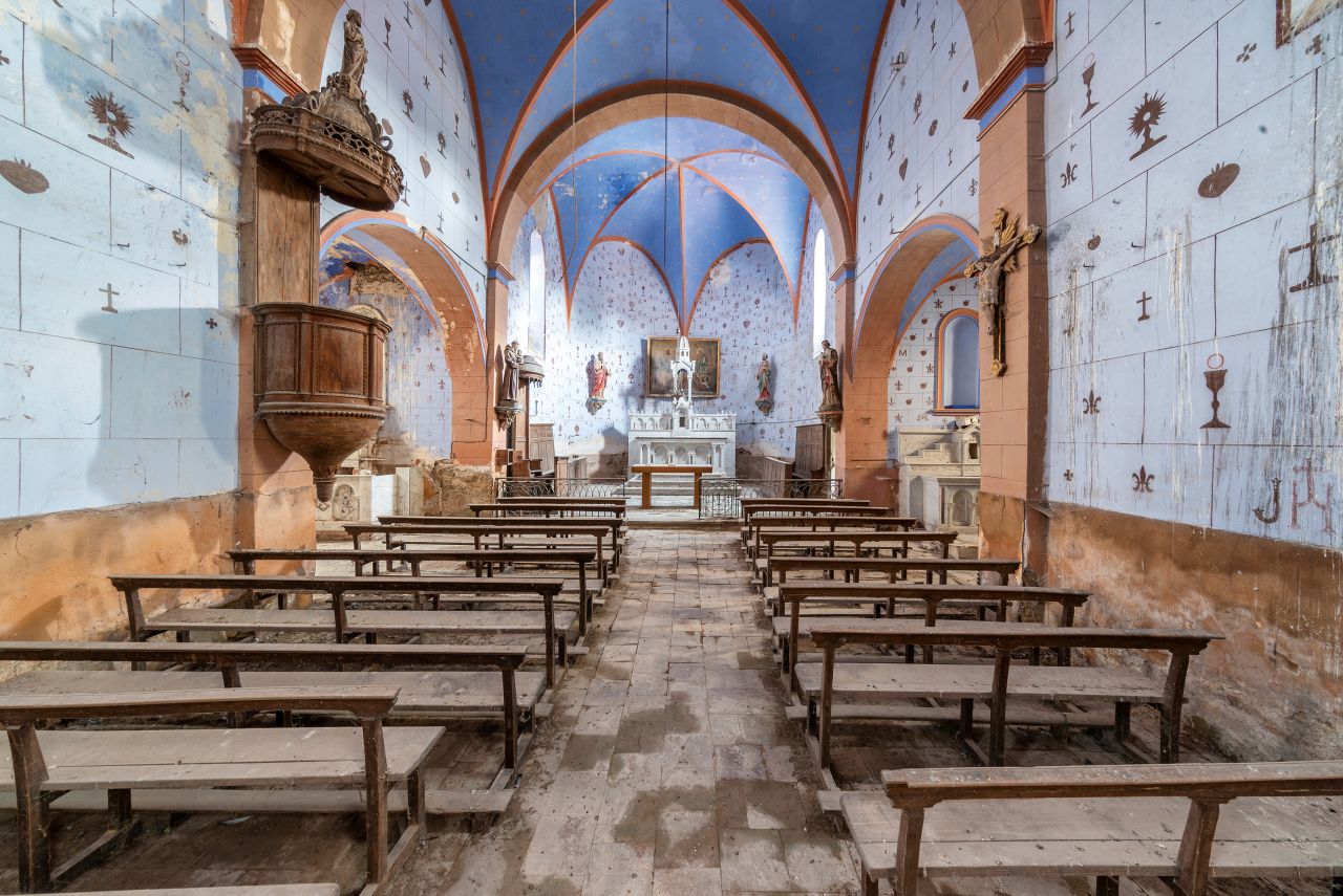 Light pours into an unused 19th-century church in the south of France.