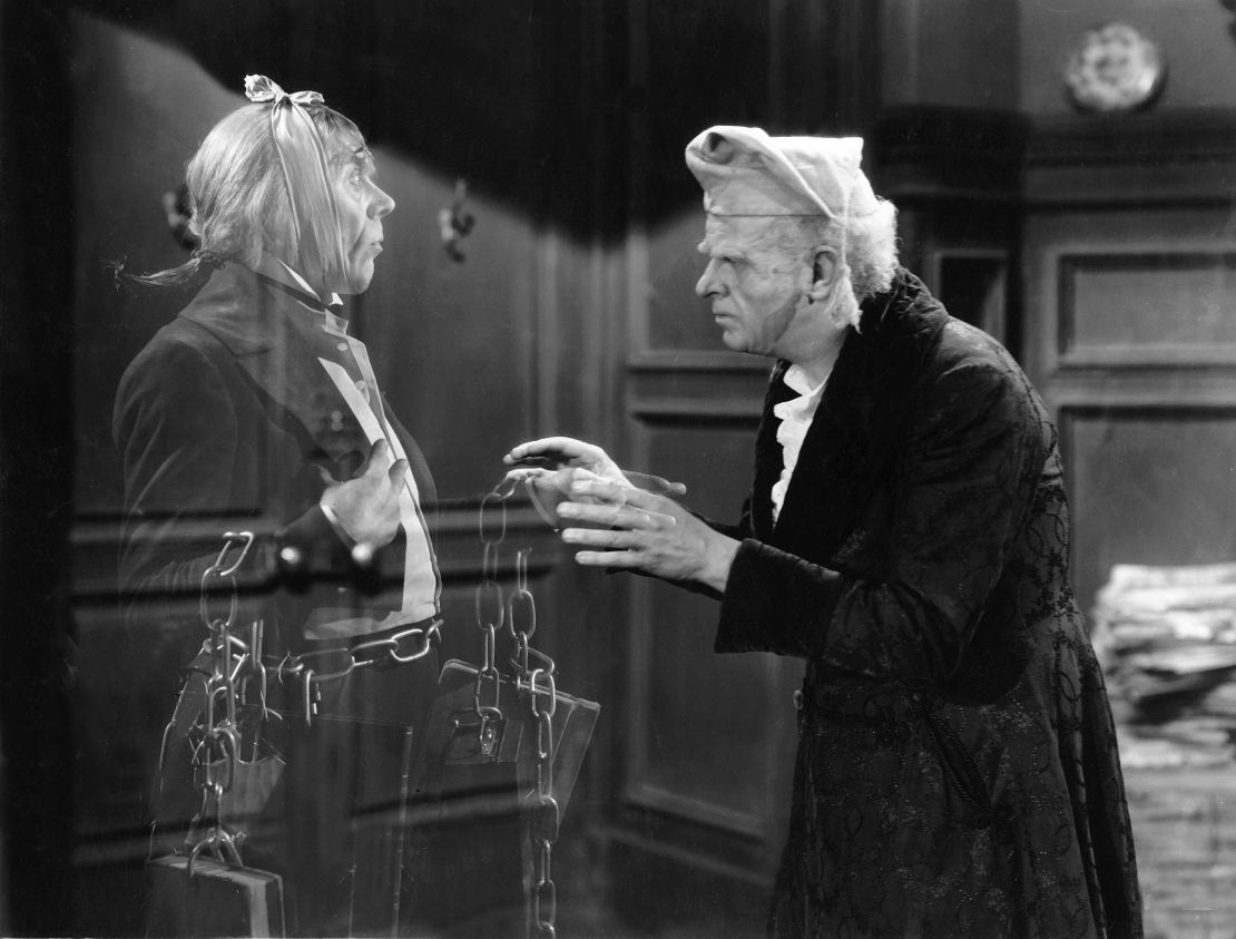 The 1938 film adaption of "A Christmas Carol" starred Leo G. Carroll as Marley's Ghost, left, and Reginald Owen as Ebenezer Scrooge.