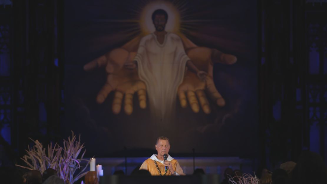 Father Michael Pfleger  pictured in St. Sabina's Church on "This Is Life with Lisa Ling."