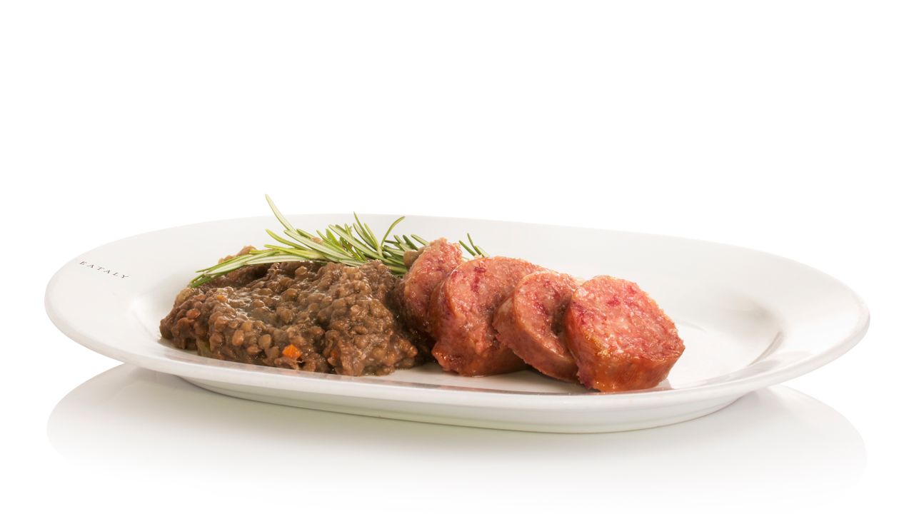 In Italy, cotechino con lenticchie, or slow-cooked pork sausage and lentils, is the classic New Year's Eve dish to celebrate the feast day of San Silvestro.