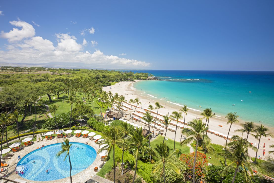 The beach at Mauna Kea Beach Hotel on the Big Island, Hawaii.
