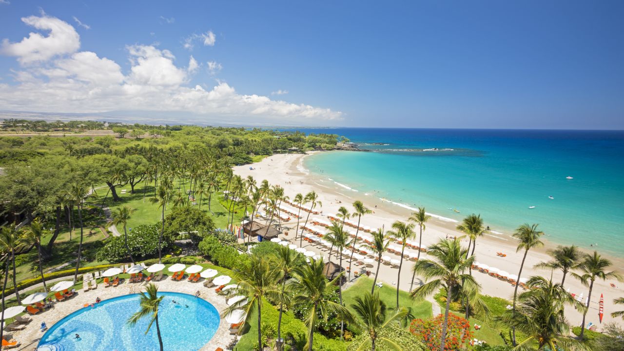 The beach at Mauna Kea Beach Hotel on the Big Island, Hawaii.