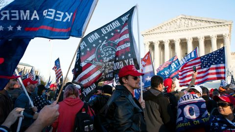 Supporters of President Donald Trump participate in the Million MAGA March to protest the outcome of the 2020 presidential election in front of the US Supreme Court on December 12, 2020 in Washington, DC. 
