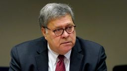 William Barr, U.S. attorney general, attends a meeting with members of the St. Louis Police Department in St. Louis, Missouri, U.S., on Thursday, Oct. 15, 2020. Barr has joined President Donald Trump in promoting a strong law enforcement message as the Nov. 3 election approaches, including criticizing left-wing protesters while being less vocal about right-wing actions, such as a plot that law enforcement foiled last week to kidnap Michigans Democratic governor. Photographer: Jeff Roberson/AP Photo/Bloomberg via Getty Images