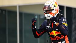 ABU DHABI, UNITED ARAB EMIRATES - DECEMBER 13: Race winner Max Verstappen of Netherlands and Red Bull Racing celebrates in parc ferme during the F1 Grand Prix of Abu Dhabi at Yas Marina Circuit on December 13, 2020 in Abu Dhabi, United Arab Emirates. (Photo by Mark Thompson/Getty Images)