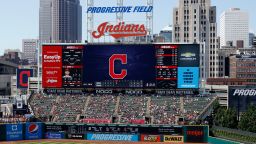CLEVELAND, OH - AUGUST 04: General view of the scoreboard from the upper level as the Cleveland Indians play a game against the Los Angeles Angels at Progressive Field on August 4, 2019 in Cleveland, Ohio. Cleveland won 6-2. (Photo by Joe Robbins/Getty Images)