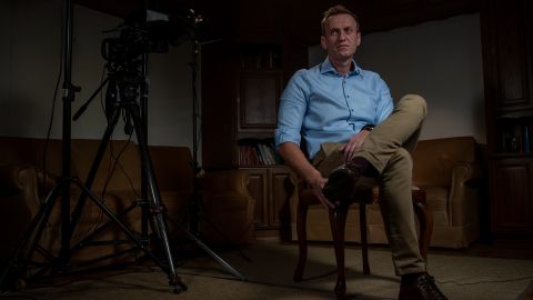 Alexey Navalny told CNN it was "absolutely terrifying" to find out he'd been followed for so long. (Photo by CHRISTIAN STREIB/CNN)