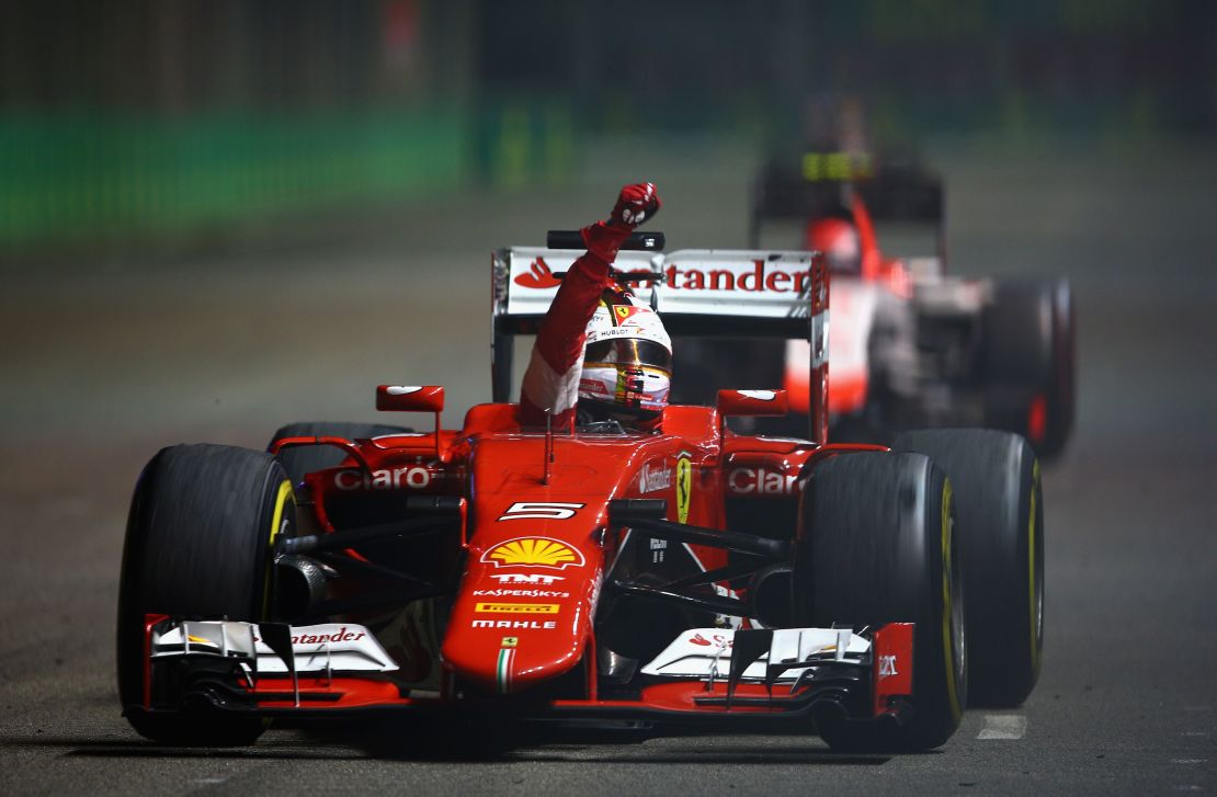 Sebastian Vettel earned three wins with Ferrari in 2015, his first season with the team.