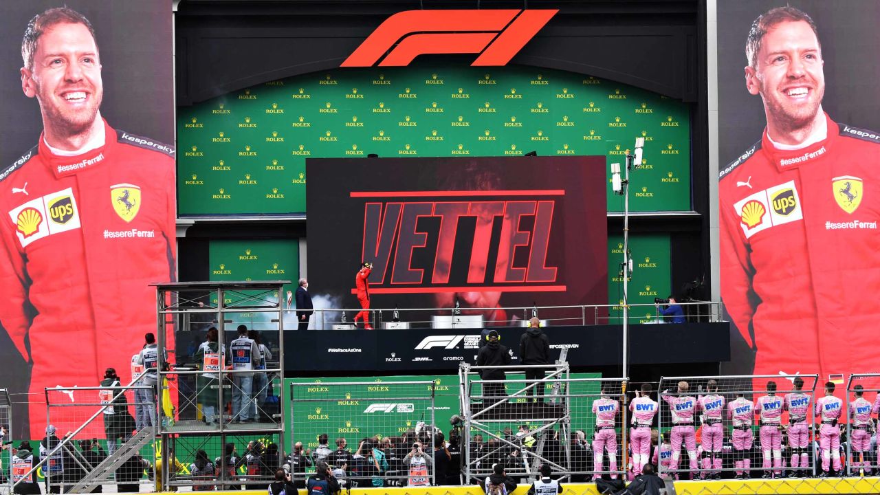 The 2020 Turkish Grand Prix brought Vettel his only podium of the year in difficult racing conditions.