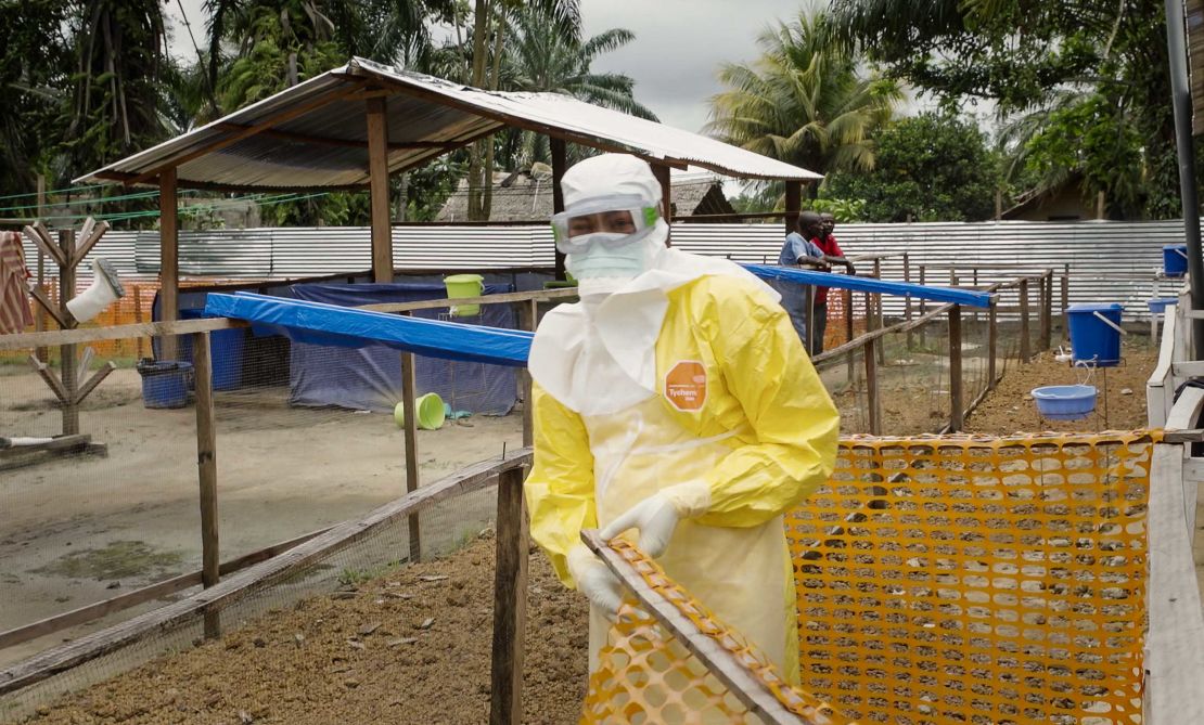 Doctor Dadin Bonkole works at the Ingende Hospital's Ebola Red Zone.
