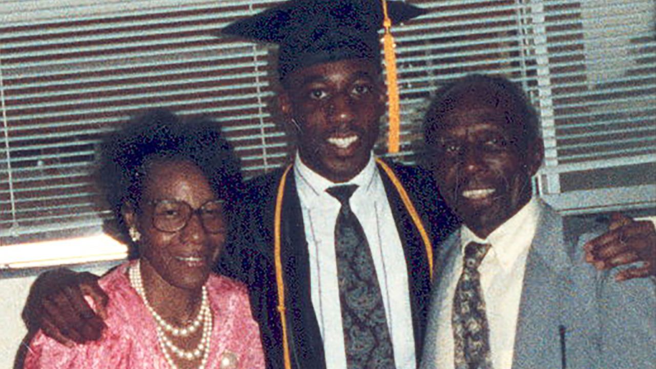Raphael Warnock with his parents, Jonathan and Verlene Warnock. Both of his parents were Pentecostal pastors.
