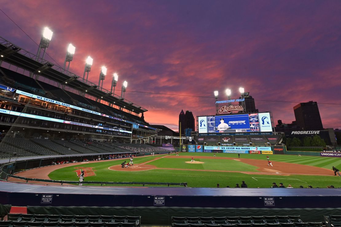 A general stadium view during Game One of the American League Wild Card Series between the Cleveland Indians and the New York Yankees at Progressive Field on September 29, 2020 in Cleveland, Ohio. 