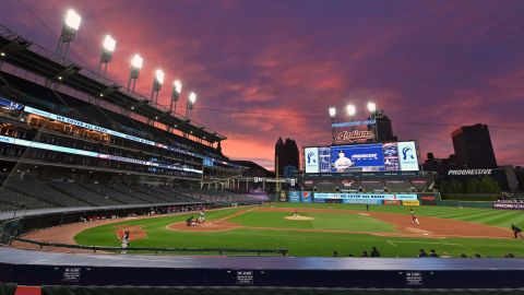 A general stadium view during Game One of the American League Wild Card Series between the Cleveland Indians and the New York Yankees at Progressive Field on September 29, 2020 in Cleveland, Ohio.
