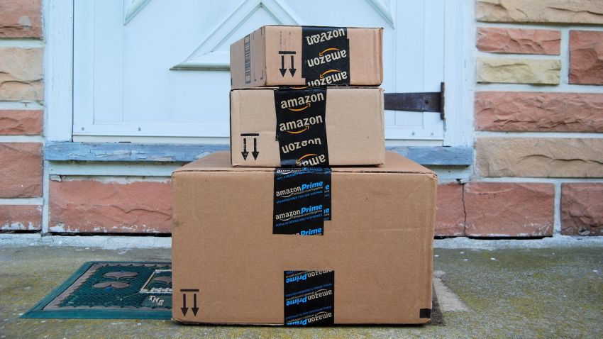 Amazon packages door - stock