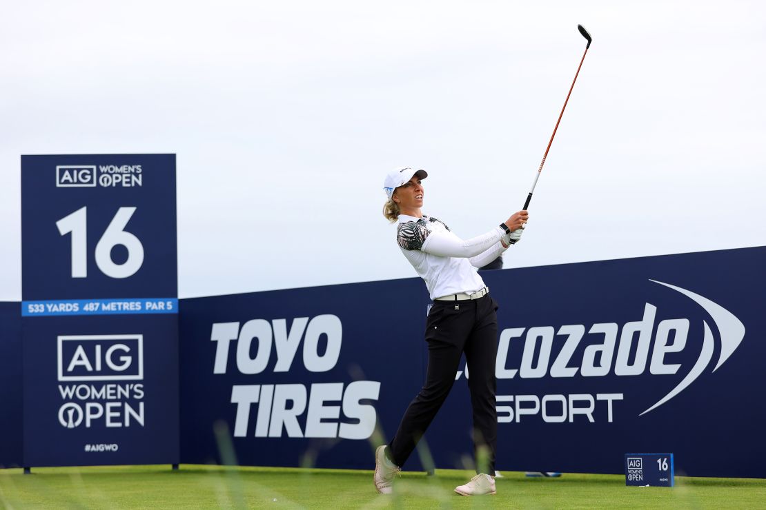 Popov plays her shot off the 16th tee during the final day of the Women's British Open.