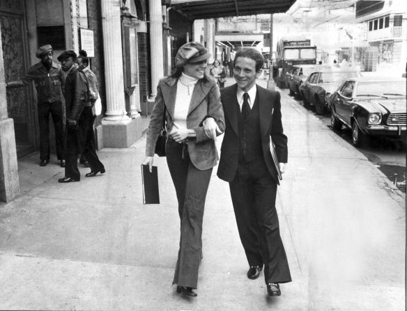 Reinking and Joel Grey leave Sardi's restaurant in New York after receiving Tony Award nominations for 1975's "Goodtime Charley."