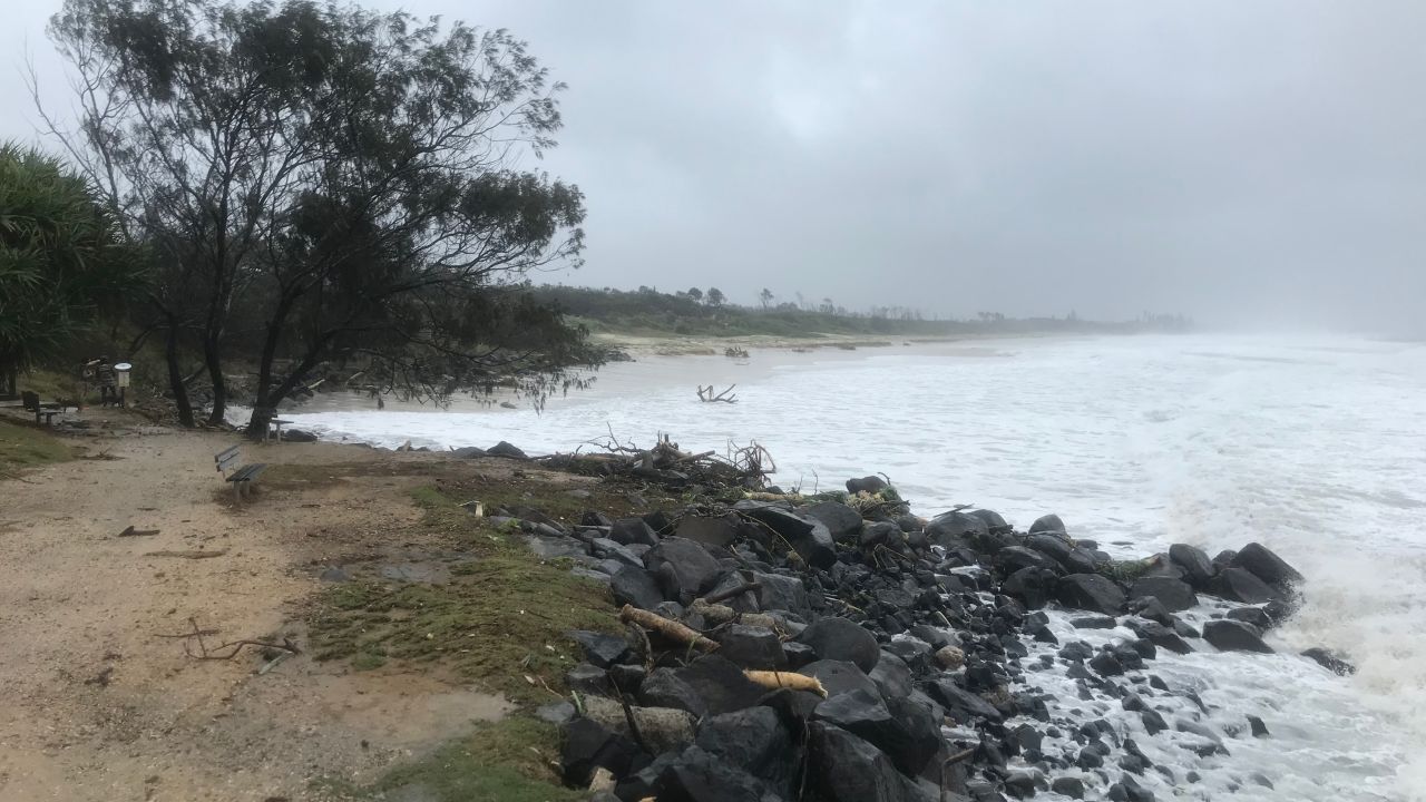 The coast of a beach in Byron Bay has been significantly eroded.