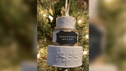 Jackson's mother gifted her a wedding cake ornament since she couldn't attend the wedding in-person or visit her for Christmas.