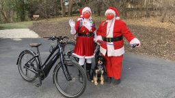 Karen Waldkirch and her daughter created their own Santa Cycle Rampage and biked around their neighborhood in Christmas costumes. 