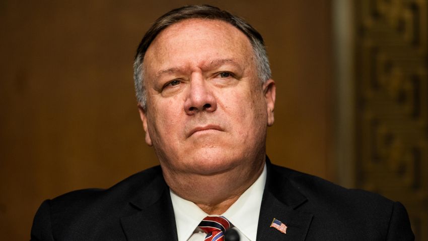 US Secretary of State Mike Pompeo prepares to testify before a Senate Foreign Relations committee hearing on the State Departments 2021 budget in the Dirksen Senate Office Building on July 30, 2020 in Washington, DC.