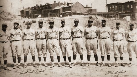 The Pittsburgh Crawfords baseball club poses for a photo circa 1928. Hall of Famer Josh Gibson stands at far left. 