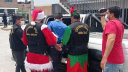 Peruvian police from an undercover unit known for the use of disguises adopted festive costumes for an anti-drug operation.