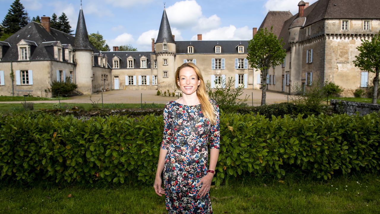 Stephanie in front of chateau