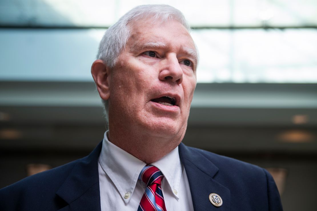 Rep. Mo Brooks, an Alabama Republican, speaks with reporters in October 2019 on Capitol Hill in Washington, DC.