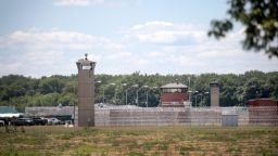 TERRE HAUTE, INDIANA - JULY 13: A guard tower sits along a security fence at the Federal Correctional Complex where Daniel Lewis Lee is scheduled to be executed on July 13, 2020 in Terre Haute, Indiana. Lee was convicted and sentenced to die for the 1996 killings in Arkansas of gun dealer William Mueller, his wife Nancy, and her 8-year-old daughter Sarah. He is scheduled to be the first federal prisoner put to death since 2003.  (Photo by Scott Olson/Getty Images)
