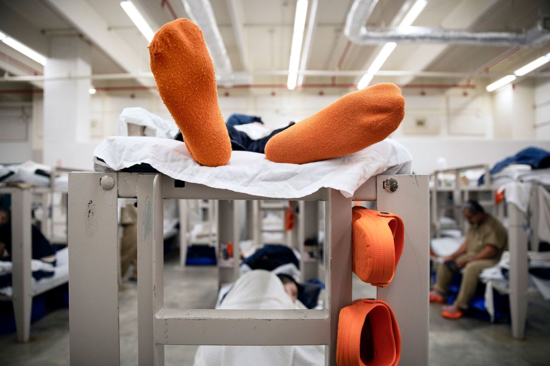 Detainees lay on their bunks in their pod at the Stewart Detention Center, in Lumpkin, Georgia in November 2019. Hundreds of detainees there have contracted coronavirus during the pandemic, and several have died.