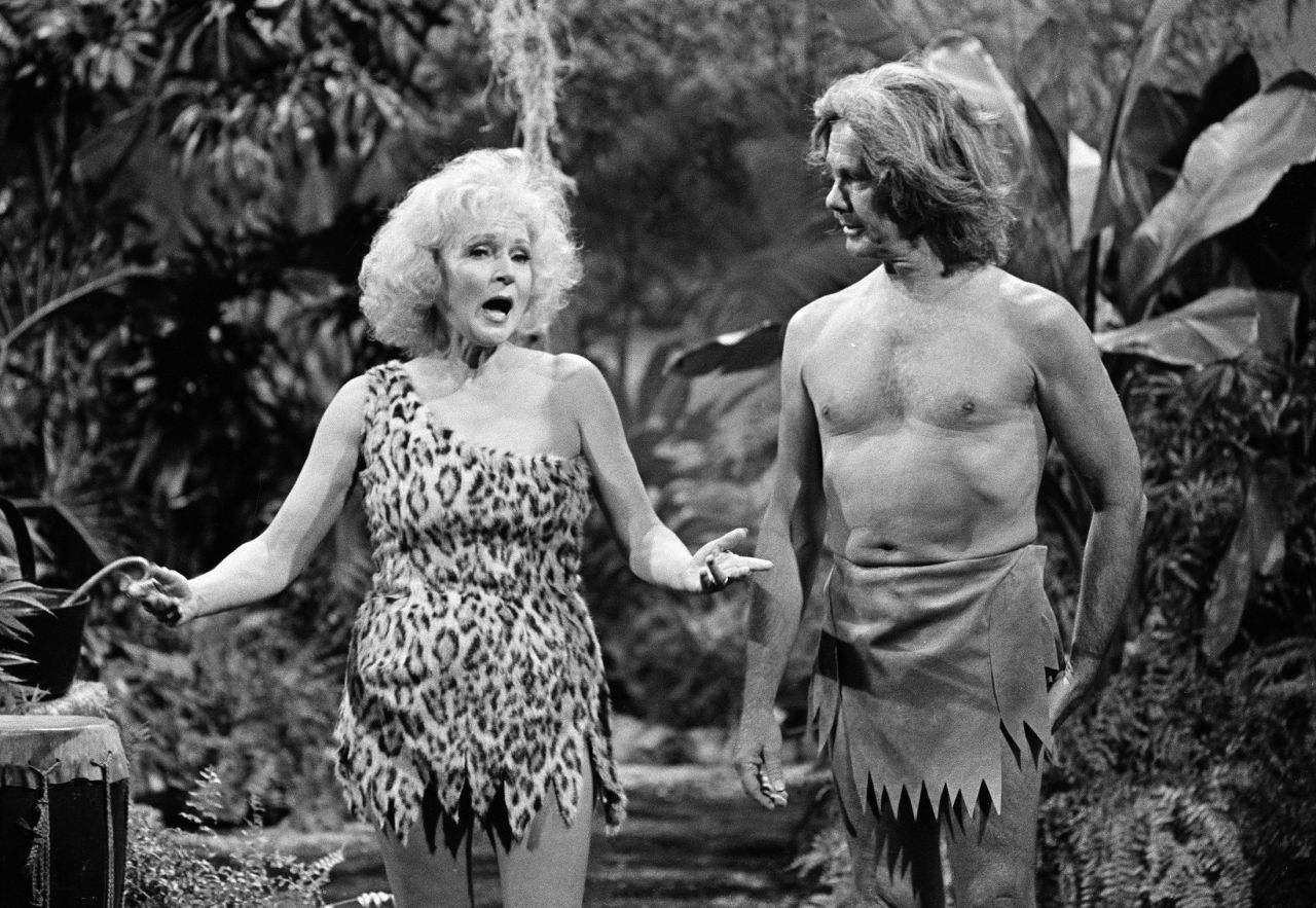White plays Jane opposite Johnny Carson in a Tarzan skit for "The Tonight Show" in 1981. 