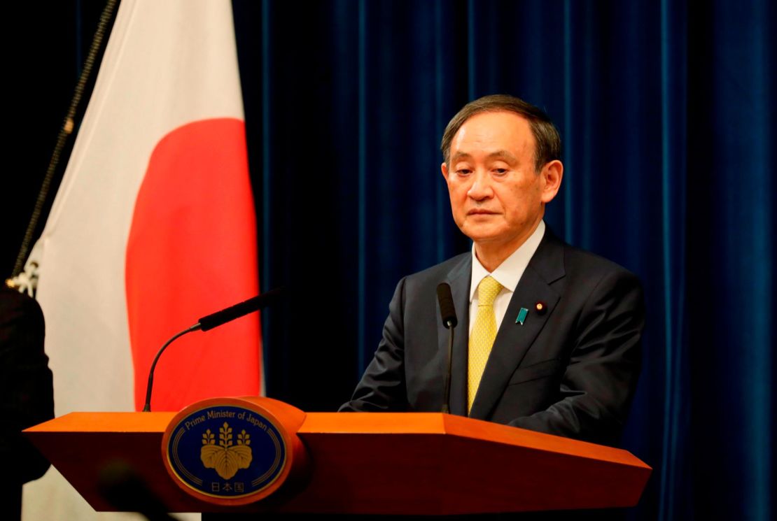 Japanese Prime Minister Yoshihide Suga speaks during a news conference after a Parliament session in Tokyo on December 4, 2020.