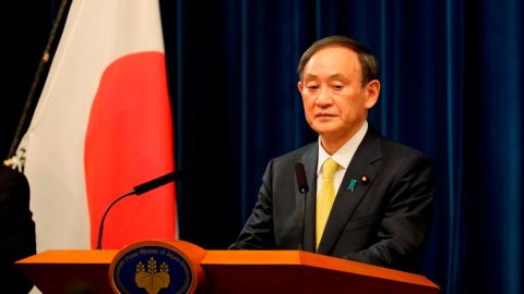 Japanese Prime Minister Yoshihide Suga speaks during a news conference after a Parliament session in Tokyo on December 4, 2020.