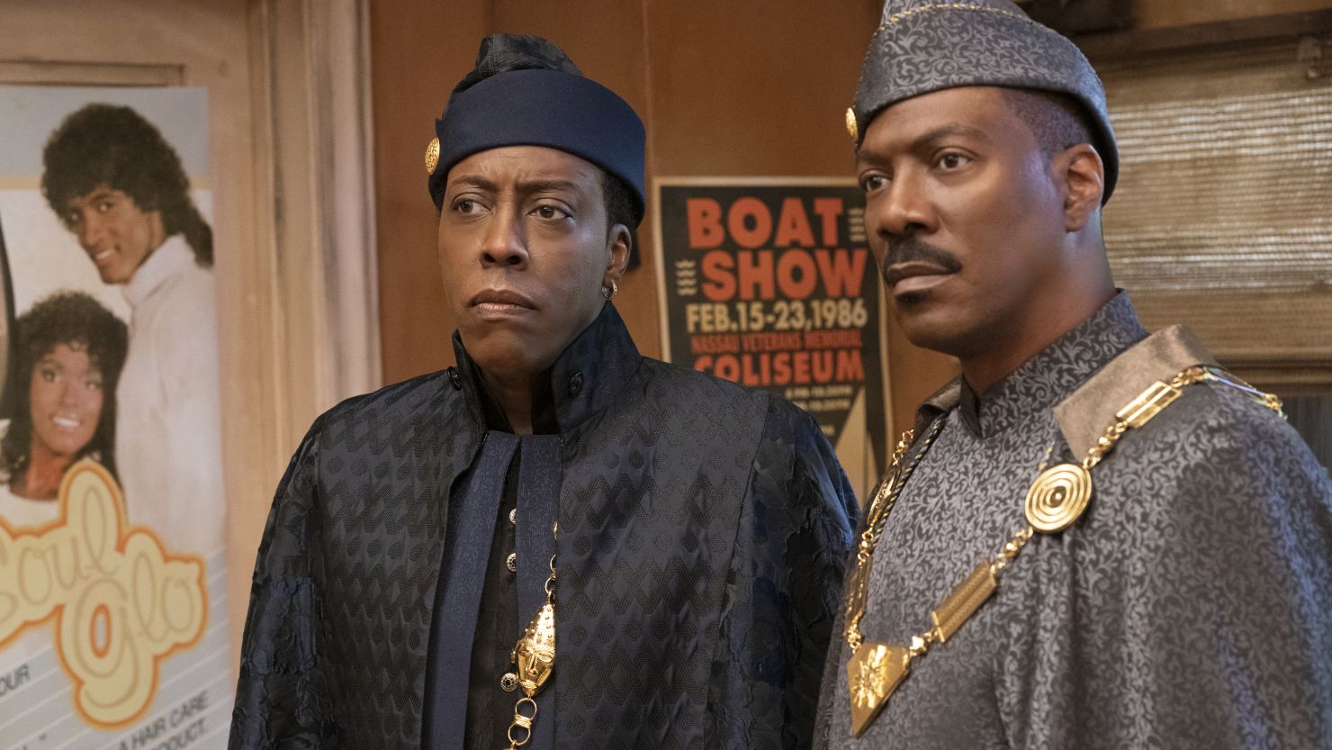 Arsenio Hall and Eddie Murphy star in 'Coming 2 America.'