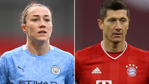 Manchester City's Lucy Bronze was the first defender to win the women's prize, while Bayern Munich striker Robert Lewandowski beat out Lionel Messi and Cristiano Ronaldo for the men's crown.