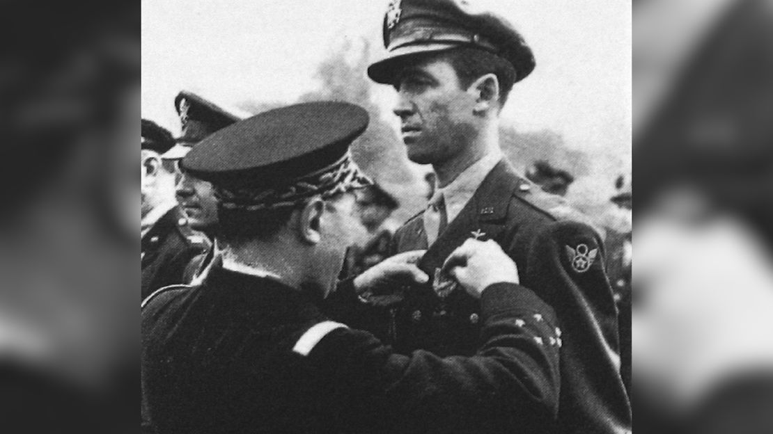 Stewart is awarded the Croix De Guerre medal for his service. Courtesy of The Jimmy Stewart Museum. 