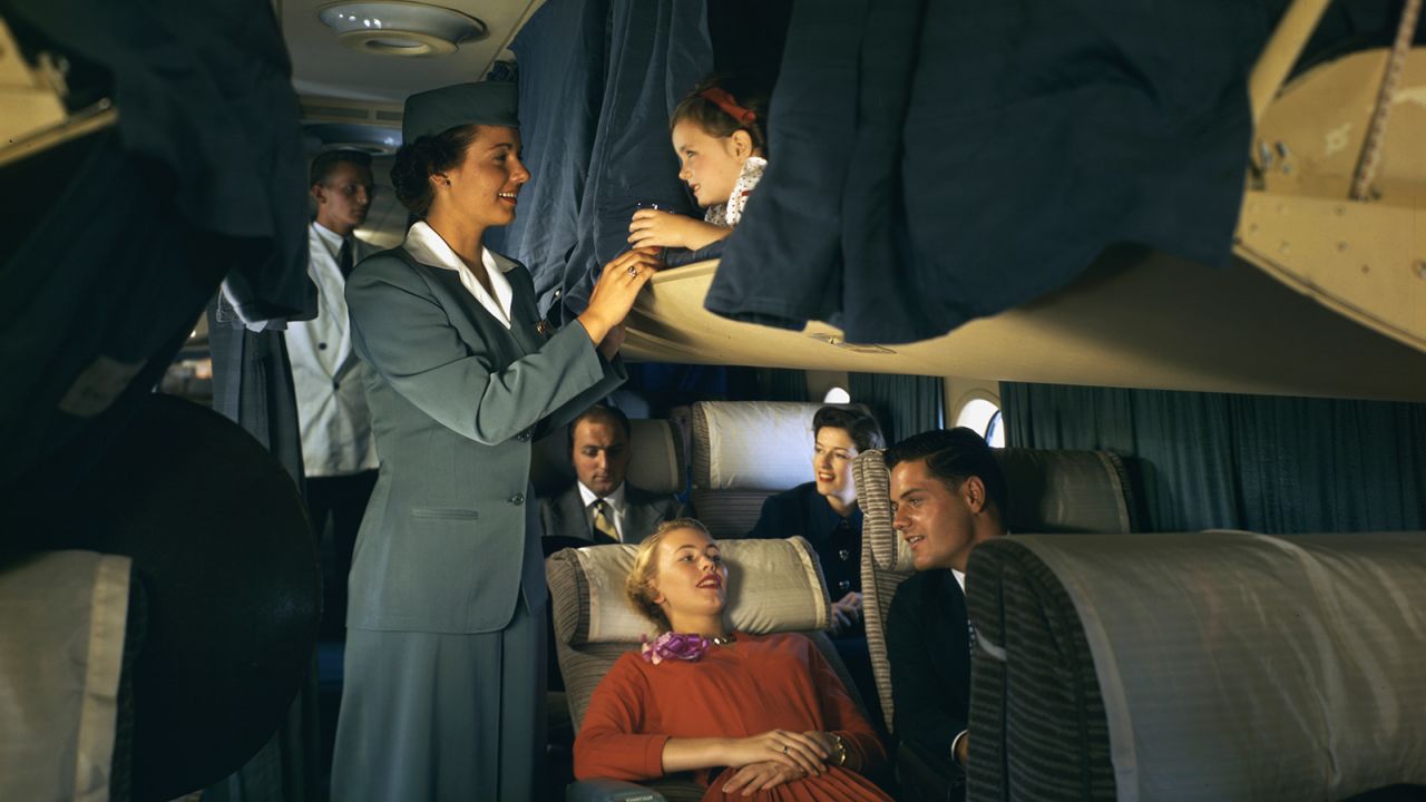 Passengers could sleep in overhead compartments while flying to international destinations like Paris and London.