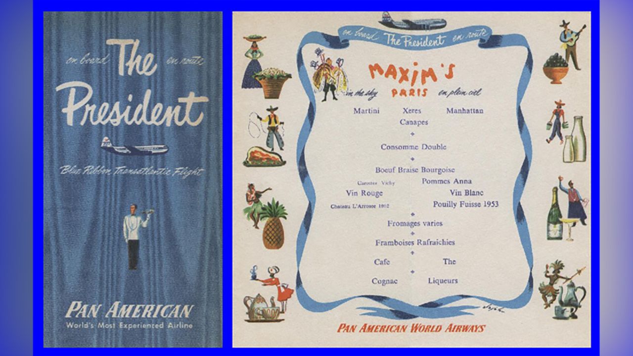 This is a sample menu of what passengers were served aboard the 377 Stratocruiser.