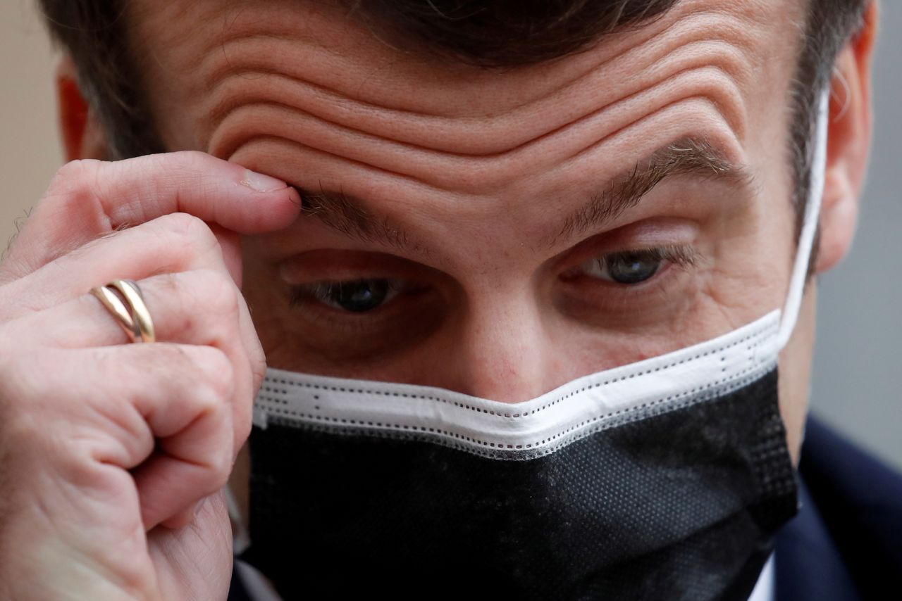 French President Emmanuel Macron scratches his brow as he talks to the media in Paris on Wednesday, December 16. The next day, <a href="https://www.cnn.com/2020/12/17/europe/emmanuel-macron-covid-positive-france-intl/index.html" target="_blank">he tested positive for Covid-19.</a>