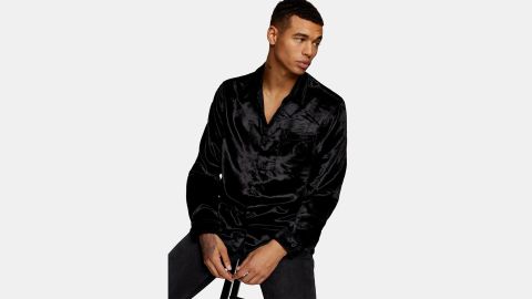 Topman Slim Fit Velvet Shirt