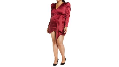 Lavish Alice Plus-Size Long-Sleeve Satin Minidress