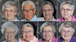 Eight nuns at the Notre Dame of Elm Grove in Wisconsin died of Covid-19 in a week. From top left: Sister Cynthia Borman, Sister Rose M. Feess, Sister Joan Emily Kaul, Sister Lillia Langreck; from bottom left: Sister Dorothy MacIntyre, Sister Mary Alexius Portz, Sister Mary Elva Wiesner, Sister Michael Marie Laux